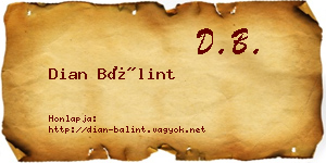 Dian Bálint névjegykártya